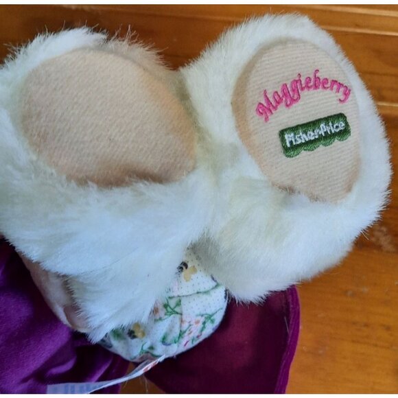 Vintage 1998 Fisher Price Stuffed Bear With Purple Dress with a flower - Picture 3 of 10